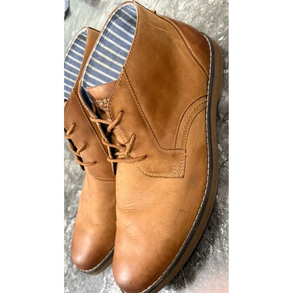 SPERRY Mens Newman Chukka Leather Lace Up Comfort Boots Tan 10.5M STS22366